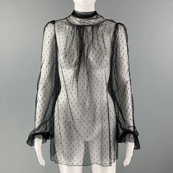 Vintage La Perla Polka Dot Blouse & Silk Cami Set Size L Black - Picture 3 of 13